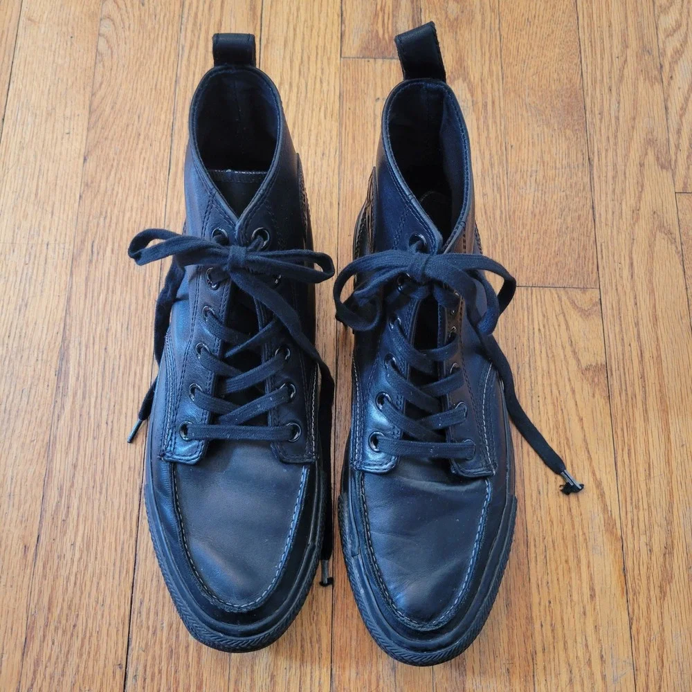 Converse Chuck Taylor All Star Outsider Black Leather Moc Toe Boots 10W 8M - Picture 2 of 8
